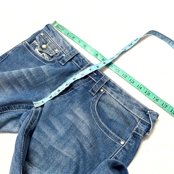 True Religion 31 Joey Super T Flap Jeans Zebra Chrystal Buttons Low Straight USA - Picture 8 of 10